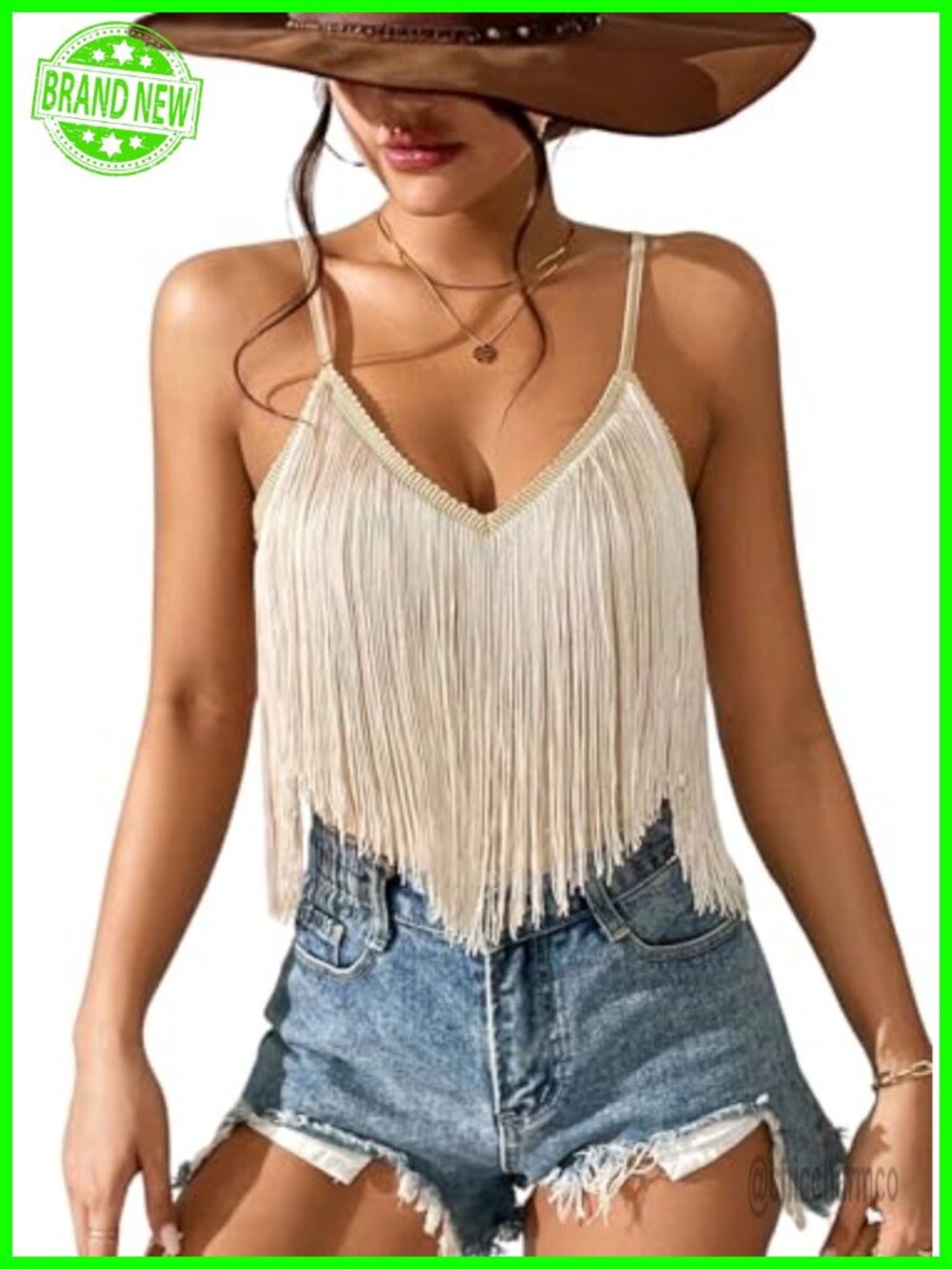 Women's Western Cowgirl Fringe Halter Tank Top Sleeveless Backless V-Neck Rodeo